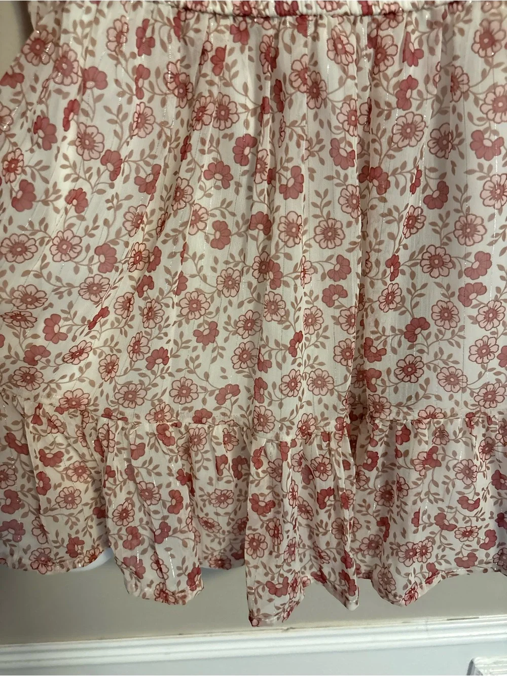 Nannette Cream Dress with Pink Floral Print